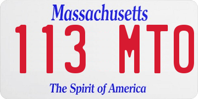 MA license plate 113MT0