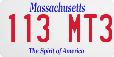MA license plate 113MT3