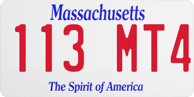 MA license plate 113MT4