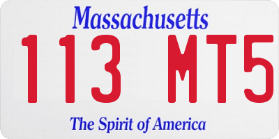 MA license plate 113MT5