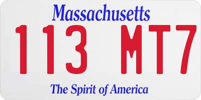 MA license plate 113MT7