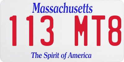 MA license plate 113MT8