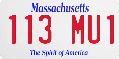 MA license plate 113MU1