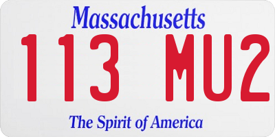 MA license plate 113MU2