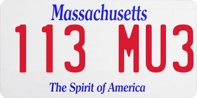 MA license plate 113MU3