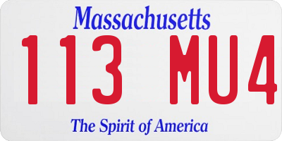 MA license plate 113MU4
