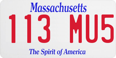 MA license plate 113MU5