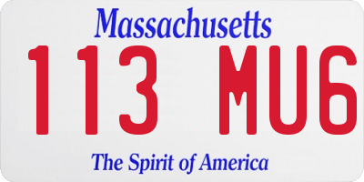 MA license plate 113MU6