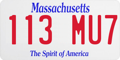 MA license plate 113MU7