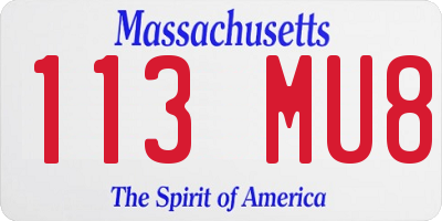 MA license plate 113MU8