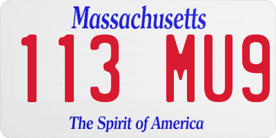 MA license plate 113MU9
