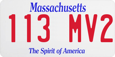 MA license plate 113MV2
