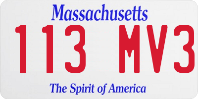 MA license plate 113MV3