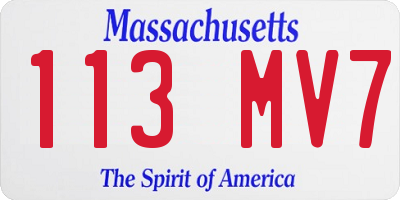 MA license plate 113MV7