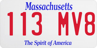 MA license plate 113MV8