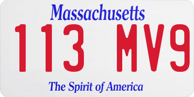 MA license plate 113MV9