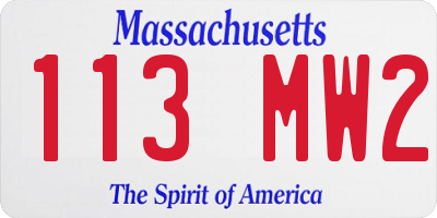 MA license plate 113MW2