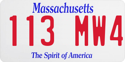 MA license plate 113MW4
