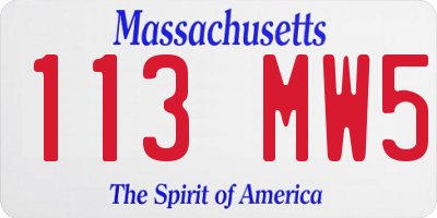 MA license plate 113MW5