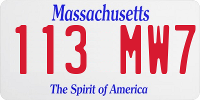 MA license plate 113MW7