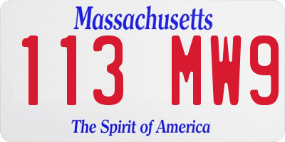 MA license plate 113MW9