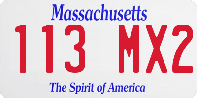 MA license plate 113MX2
