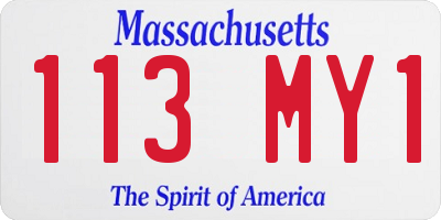 MA license plate 113MY1