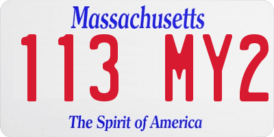 MA license plate 113MY2