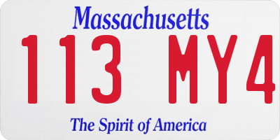 MA license plate 113MY4