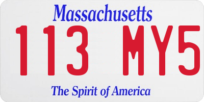 MA license plate 113MY5