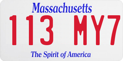 MA license plate 113MY7
