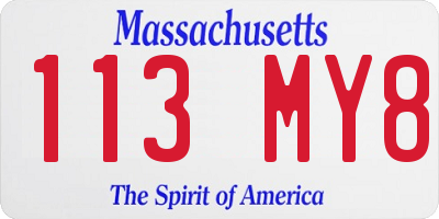 MA license plate 113MY8