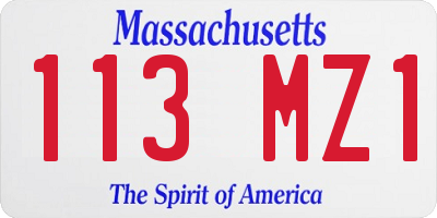 MA license plate 113MZ1