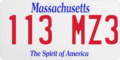 MA license plate 113MZ3