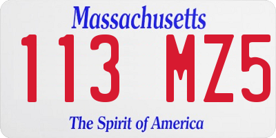 MA license plate 113MZ5