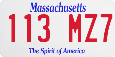MA license plate 113MZ7