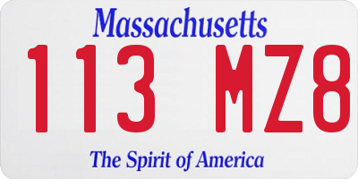 MA license plate 113MZ8