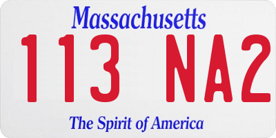 MA license plate 113NA2