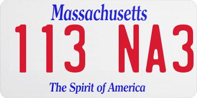 MA license plate 113NA3