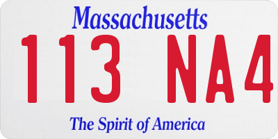 MA license plate 113NA4