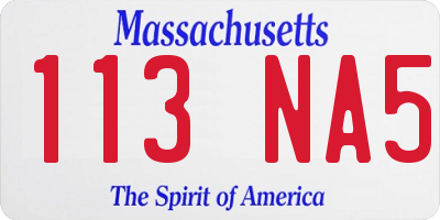 MA license plate 113NA5