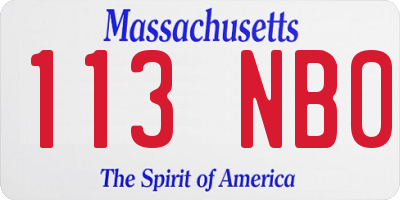MA license plate 113NB0