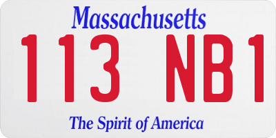 MA license plate 113NB1