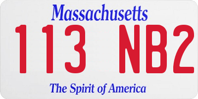 MA license plate 113NB2