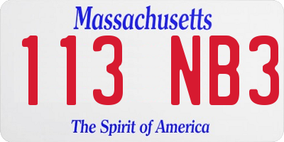 MA license plate 113NB3