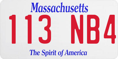 MA license plate 113NB4