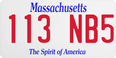 MA license plate 113NB5