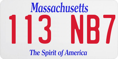 MA license plate 113NB7