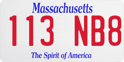 MA license plate 113NB8
