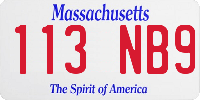 MA license plate 113NB9